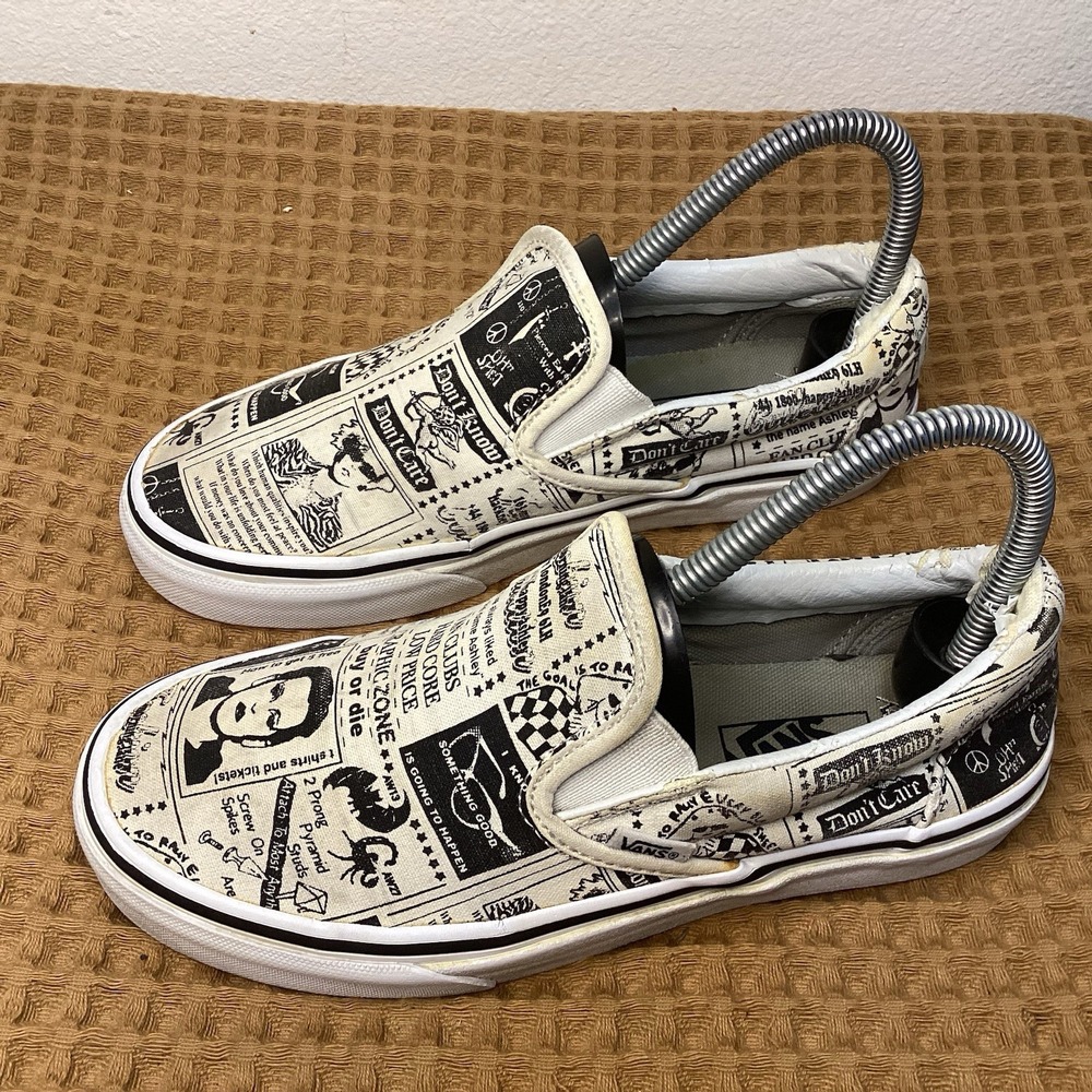 VANS Classic Slip On Asley Williams Fashion Women's Sz 6.5 Black White Shoes